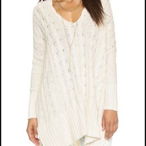 White free people cable knit sweater